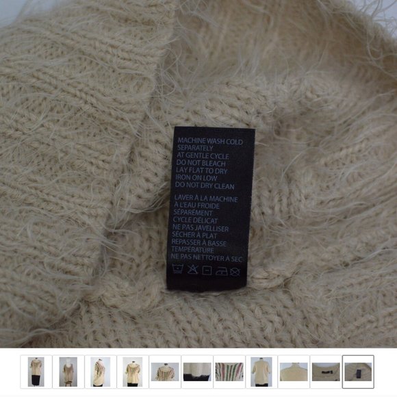 Dex Women sz S Fuzzy Hairy Shirt Chunky Light Brown Multicolor Neckline - Picture 10 of 10